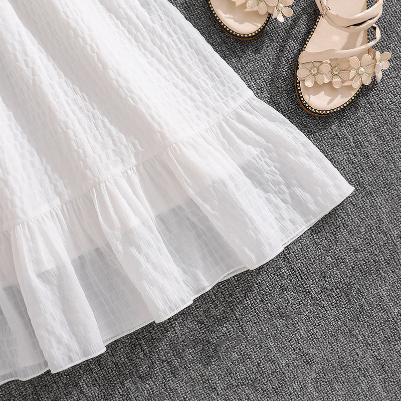 big kids' girls' clothing: spring/summer  new arrivals - european and american fashion, versatile sleeveless camisole dress with elegant flared skirt for children
