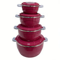 Food warmer four-piece set: insulated lunch box with plastic shell, stainless steel interior, and food warmer bucket