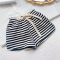 Korean girls' summer  new fashion striped set: kids' bowknot short-sleeve t-shirt + shorts