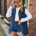 Independent real shot  fashion cross-border  new arrivalretro denim vest outwearloosecasual women's trendy