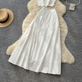 French sweet style blue vest high-waisted tiered skirt two-piece set - women's summer commute chic slimming elegant outfit