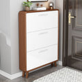 Solid wood shoe cabinet - slim, large capacity, space-saving design for home entryways, small apartments, and modern hallways