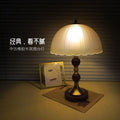 Retro bedroom bedside lamp casual european cream medieval small table lamp warm study decoration solid wood glass table lamp