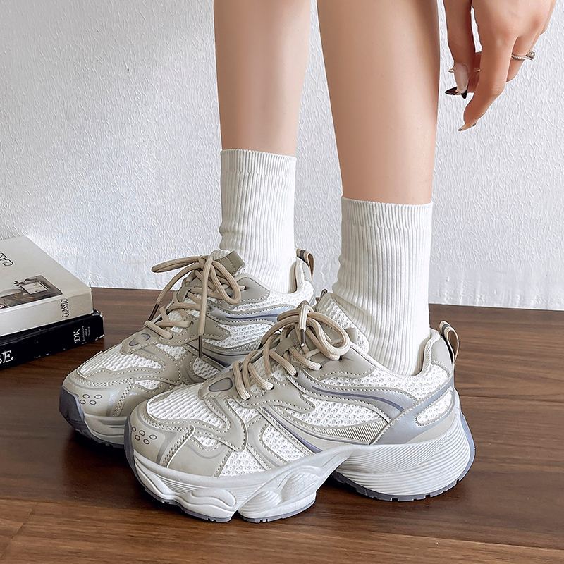 Dad shoes women's 2026 spring summer new arrivalfashioneasiest for match mesh breathable thick sole heightened casual sports shoes trendy