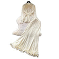 French chic beaded v-neck lace two-piece set - women's spring/autumn tie-waist cutout high-end slim fit outfit