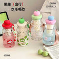 Summer new plastic water bottle for girls - stylish straw cup with tea compartment, high temperature resistant, portable kids' plastic cup