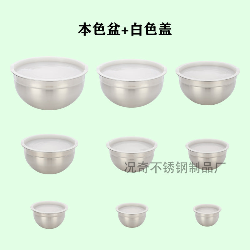 thickened stainless steel salad basin non-slip silicone bottom mixing egg bowl salad cooking basin baking egg bowl