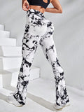 Tie-dye yoga pants, tie-dye bell-bottom pants, tie-dye yoga pants, sports fitness wear, moisture-wicking, high-elasticity butt lift for women