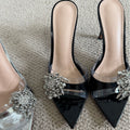 Wo huizhou city 2026 summer women's rhinestone high heel slippers pointed toe stiletto fashion european and american style light luxury
