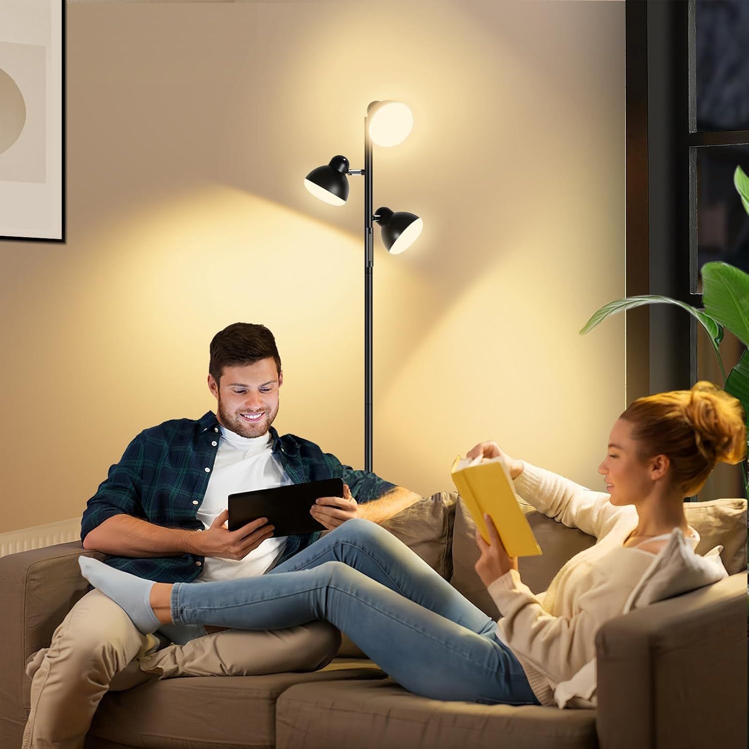 New three-head LED floor lamp modern simple living room bedroom study sofa decoration dimmable standing lamp