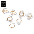 Wholesale alloy rings: european & american cross-border jewelry, women's high-end fashion, french minimalist pearl stacking ring set