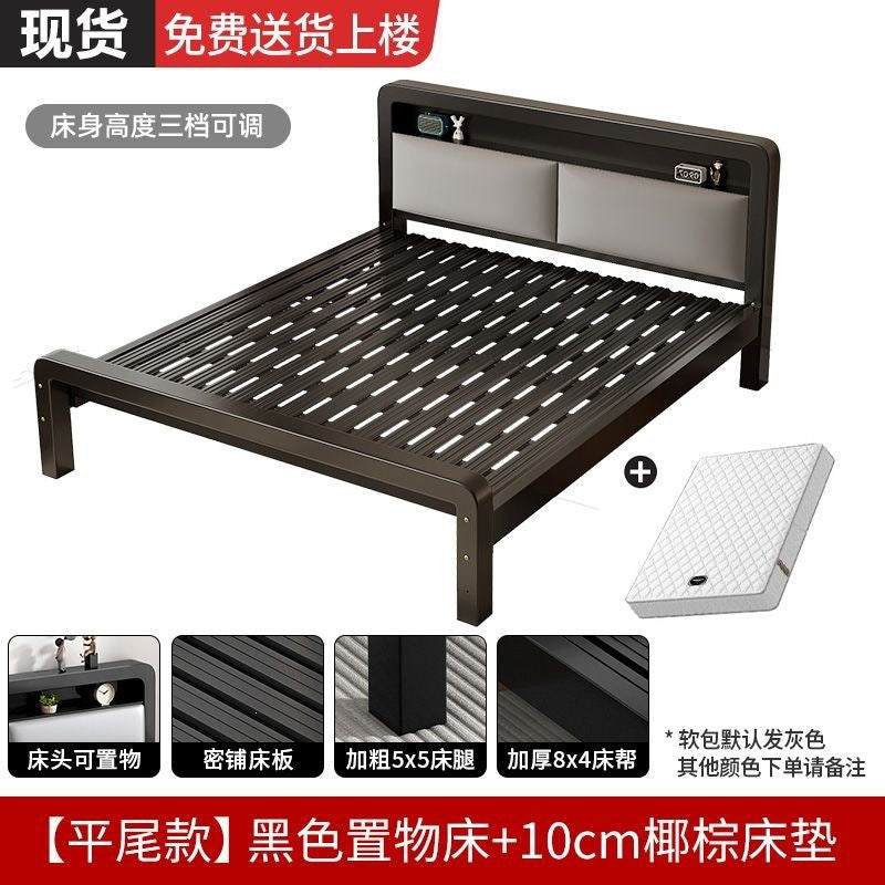 Extra thick iron frame bed carbon steel bed rental house assembled iron bed bold dormitory iron bed bedroom simple bed big sale