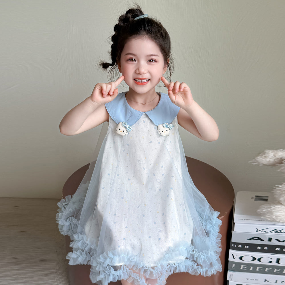 Girls' summer dress  new style chic baby girl mesh tank dress - super cute summer tank dress