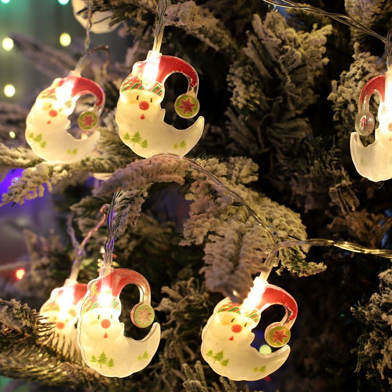 LED Santa Claus Head Light String Outdoor Waterproof Creative Snowman Light String LED Christmas Decoration Flash Light String