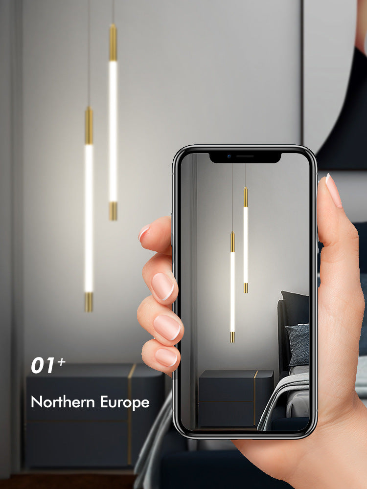 Bedside chandelier light luxury minimalist creative personalized line lighting bedroom study background wall Italian high-end small chandelier