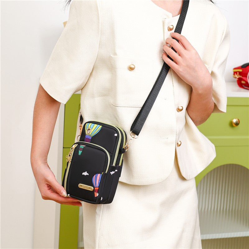 Simple vertical casual mobile phone bag women's Oxford cloth lightweight messenger bag outdoor commuting portable shoulder small square bag
