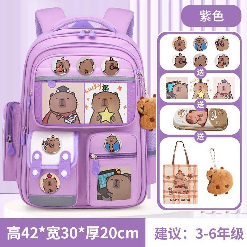 Kapibara new primary school bag, men's and women's 1-3-6 grades, light spine protection, large-capacity children's backpack