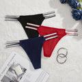 European and american size women's thong one-piece double silver thread ribbon solid color breathable  new sexy underwear for women