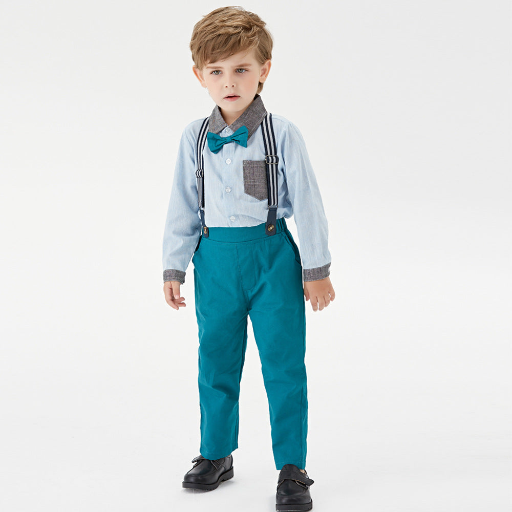 Wholesale autumn new arrivals: kids' long-sleeve shirt & dark trousers set - direct from the source, customizable for export