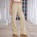 spring european and american cross-border e-commerce women's fashion  new washed semi-elastic waist denim cargo pants