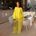 European and american cross-border women's fashion:  summer new collection - trendy lantern sleeve, effortless style, ruched top and wide-leg pants set