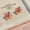 Holiday blooms: unique pink floral earrings - new spring collection for women, high-end studs with a niche design