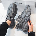 Men's spring versatile casual sneakers: youth running, anti-slip, travel, athletic, thick-soled, hidden heel, white dad shoes, trendy footwear
