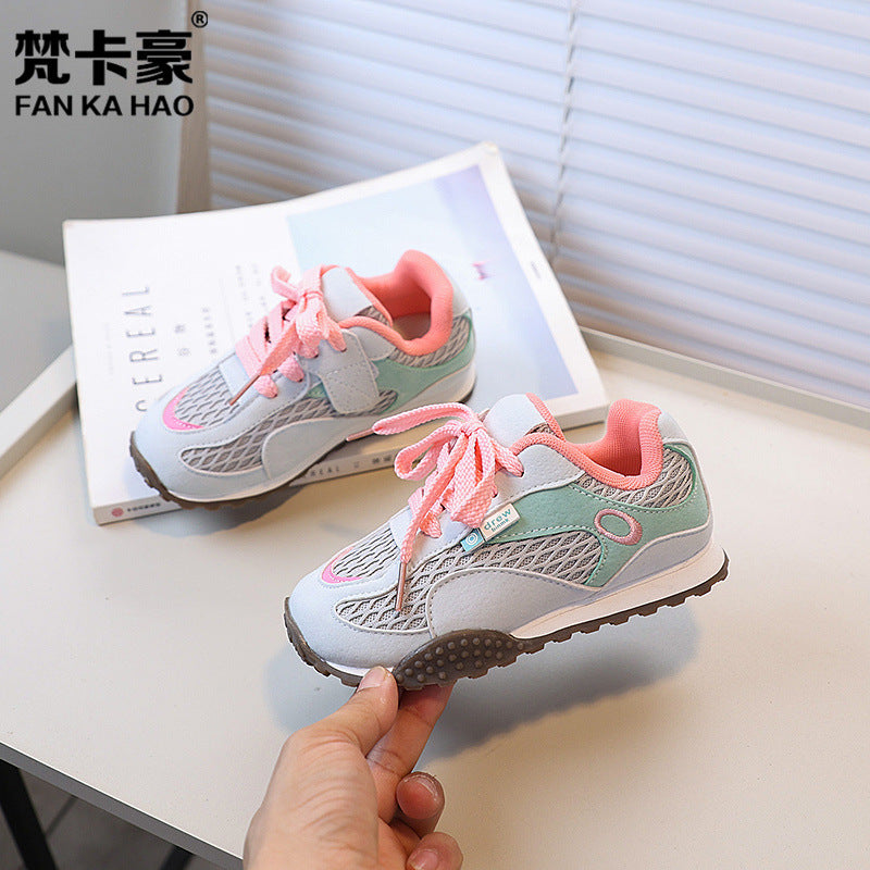 Vancahao sneakers:  autumn new korean style kids' fashion trendy mesh aglet shoes, girls' running shoes