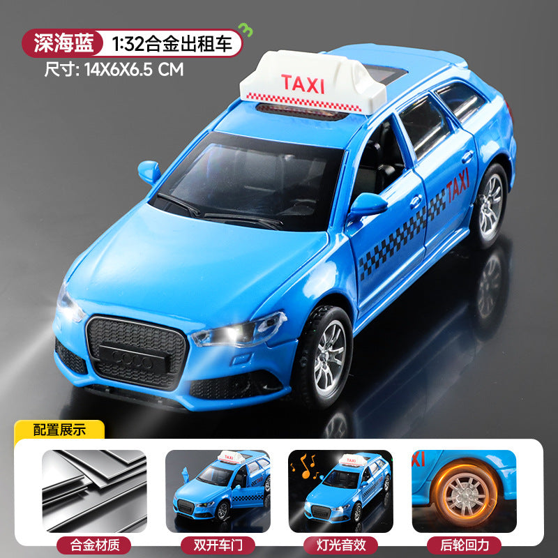 Large alloy taxi kids toy - realistic taxi car model with opening doors - ride-hailing vehicle toy for boys