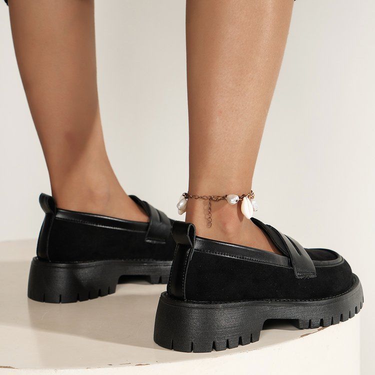 plus size loafers women's spring shoes new arrivaljkflats black british style fashionflats small leather shoes