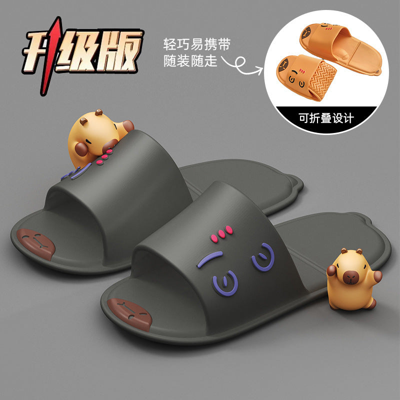 Foldable travel cartoon slippers - women's portable, non-slip disposable slippers for travel, business trips, hotels, and bathing