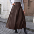 2-73187# cross-border european and american slimming look covering crotch mid-long a-line large swing pu leather skirt women's skirt long skirt