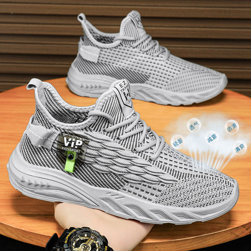 New casual men's shoes: trendy, breathable, winter flyknit sneakers - lightweight, versatile, work shoes, mesh shoes, men's athletic shoes