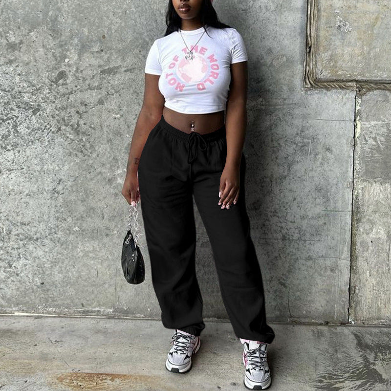 Europe, America autumn and winter new fleece loose trousers  leisure sports fashion sweater pants women wholesale