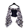 European and american women's clothing 2025 autumn new design: tie-waist, off-the-shoulder, ruched, long-sleeve, slim-fit top