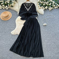 Noble socialite work clothing style red two-piece set female autum silmpleated skirt cloak waist suitelegance
