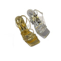European and american style sexy square toe high heel sandals - women's versatile thong sandals with unique heel design, fashionable and elegant open toe