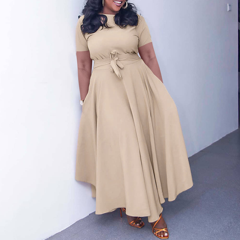 D3184 cross-border women's summer dress : new fashionable and elegant tie-up african-style plus size export dress (us/eu fit)