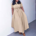 D3184 cross-border women's summer dress : new fashionable and elegant tie-up african-style plus size export dress (us/eu fit)