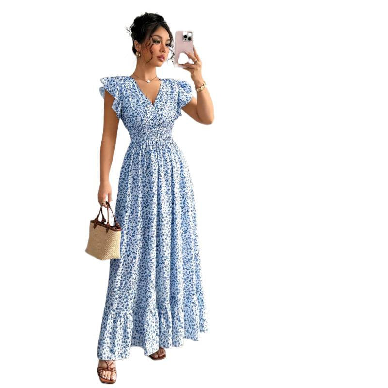code new arrival  women's original elegance small floral dress waist olive