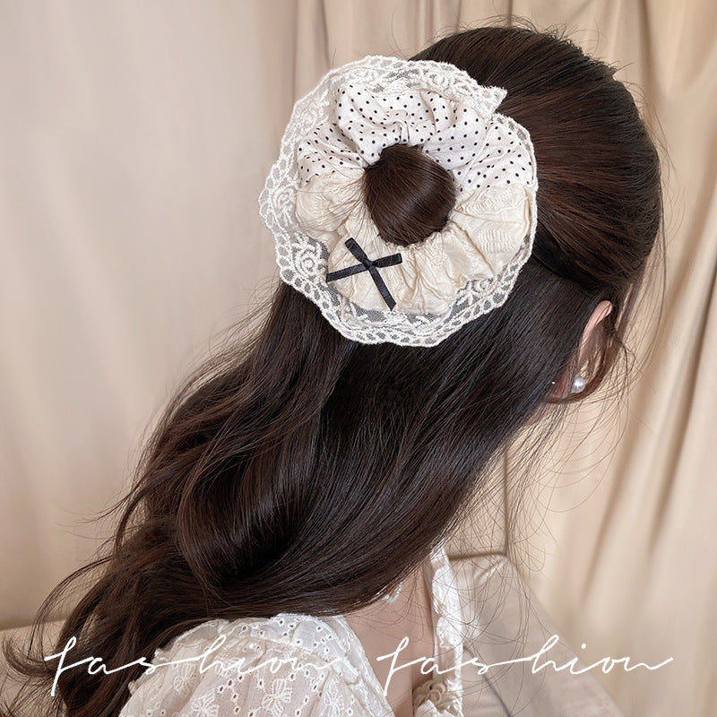 Bow tie large intestine hair tie for women, cute sweet high elastic scalp hair tie, classy summer hair tie headwear