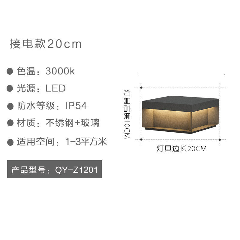 Outdoor solar fence post lights - modern minimalist waterproof lighting for home, villa, and gate pillars