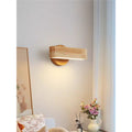 Nordic solid wood adjustable wall lamp minimalist bedroom bedside reading light japanese style natural wood living room background wall lamp