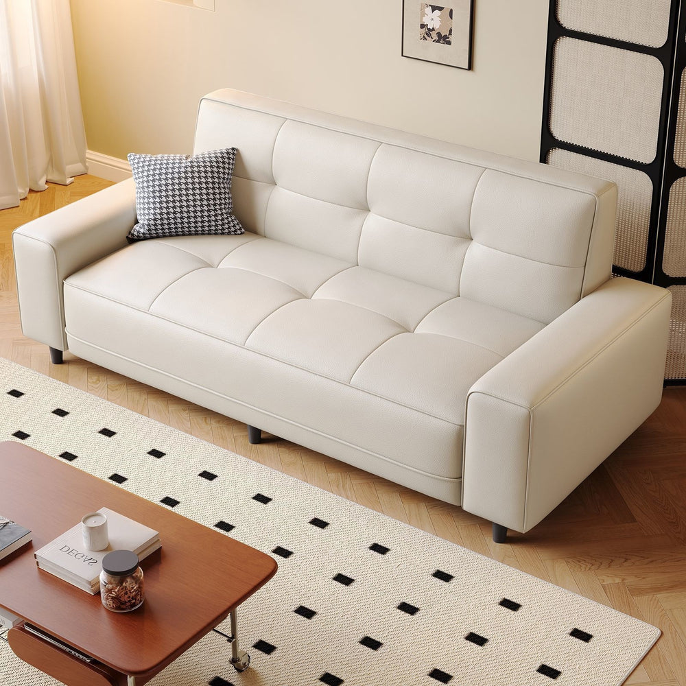Cat scratch leather sofa living room small apartment sofa casual modern straight row fabric sofa apartment rental small sofa wood