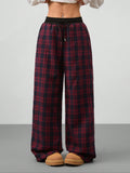 Fashionable elastic waist plaid casual pants for home wear - perfect for , , and cross-border e-commerce