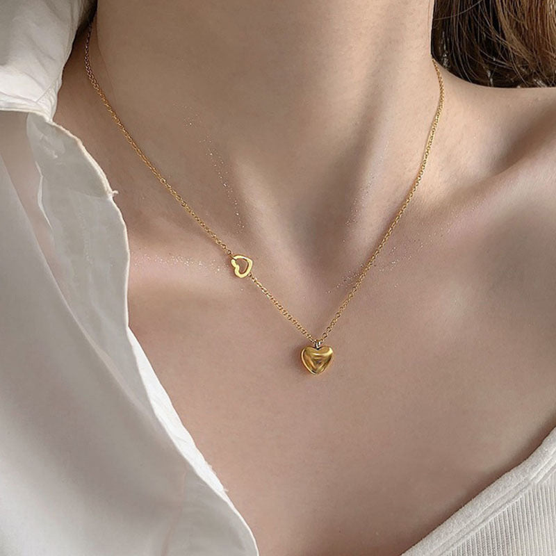 Meichen korean love necklace women's clavicle chain light luxury niche design 2025 new titanium steel pendant casual