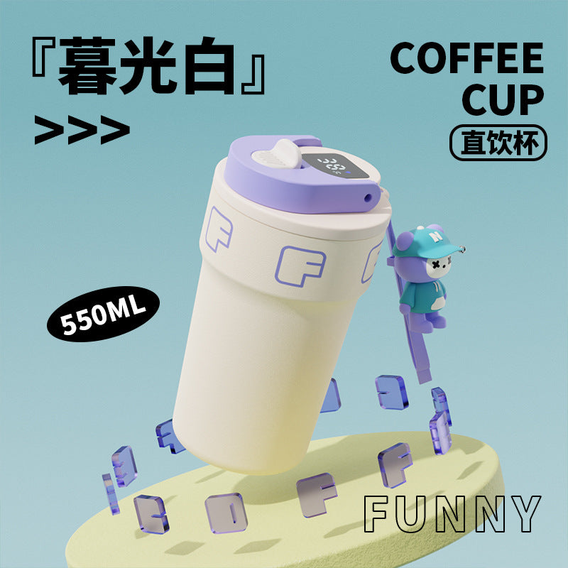 316 food-grade coffee mug with temperature display, stainless steel insulated tumbler, keeps drinks hot or cold, stylish water bottle, wholesale gift cups