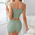 European and american fashion women's loungewear casual pajamas lace trim cami shorts sexy hot girl outfit