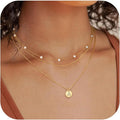 fashion popular golden multi-layer 26 letter necklace fashion coin pendant necklace eleganceelegant jewelry for women