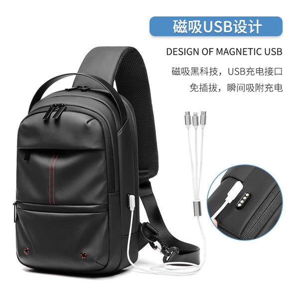 The source manufacturer customizes small batches of men's messenger bags, chest bags, waterproof multi-functional single shoulder messenger small backpacks, wholesale.